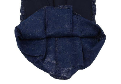 COMME des GARCONS Wool Lame Flower Vest Navy Size S