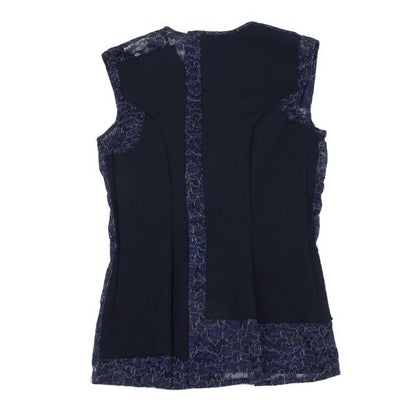 COMME des GARCONS Wool Lame Flower Vest Navy Size S