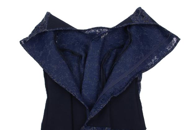 COMME des GARCONS Wool Lame Flower Vest Navy Size S