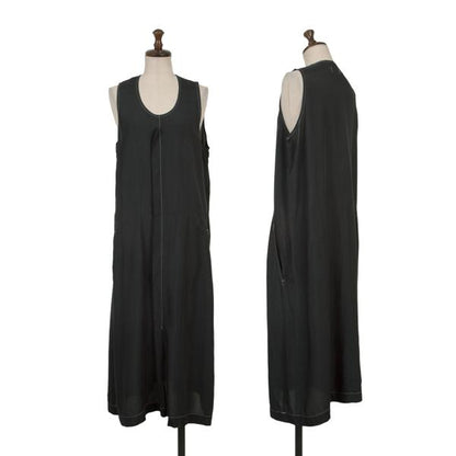 COMME des GARCONS Black Rayon White Stitch Midi Dress Size M