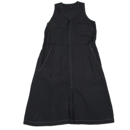 COMME des GARCONS Black Rayon White Stitch Midi Dress Size M