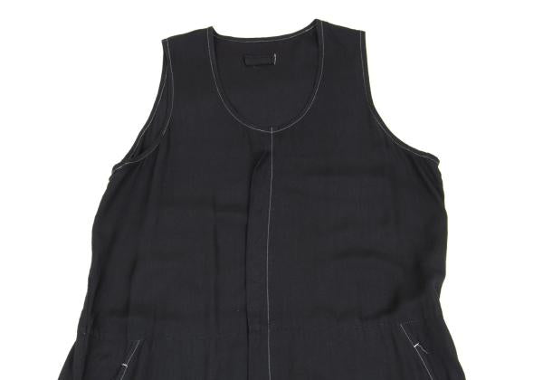 COMME des GARCONS Black Rayon White Stitch Midi Dress Size M