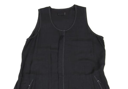 COMME des GARCONS Black Rayon White Stitch Midi Dress Size M