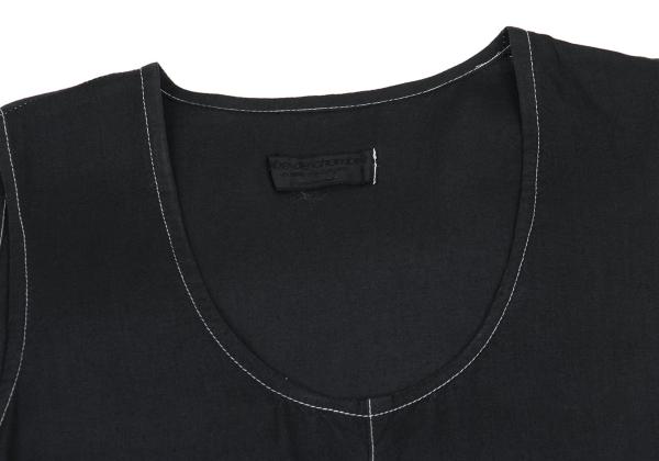 COMME des GARCONS Black Rayon White Stitch Midi Dress Size M