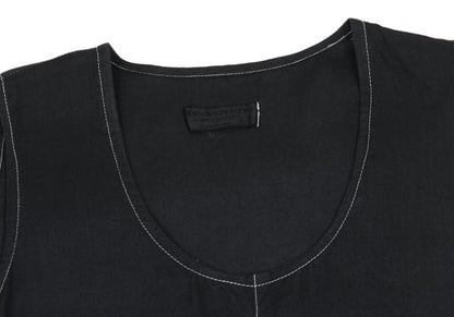 COMME des GARCONS Black Rayon White Stitch Midi Dress Size M