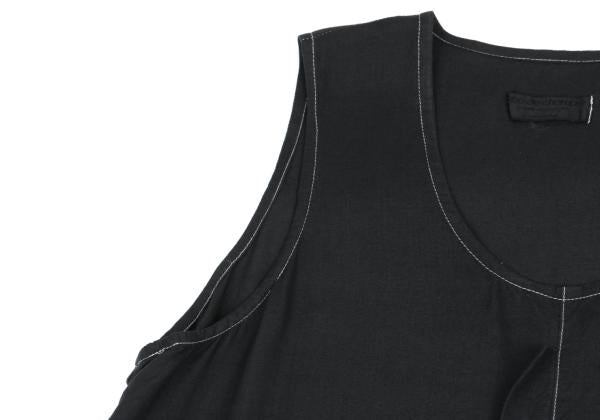 COMME des GARCONS Black Rayon White Stitch Midi Dress Size M