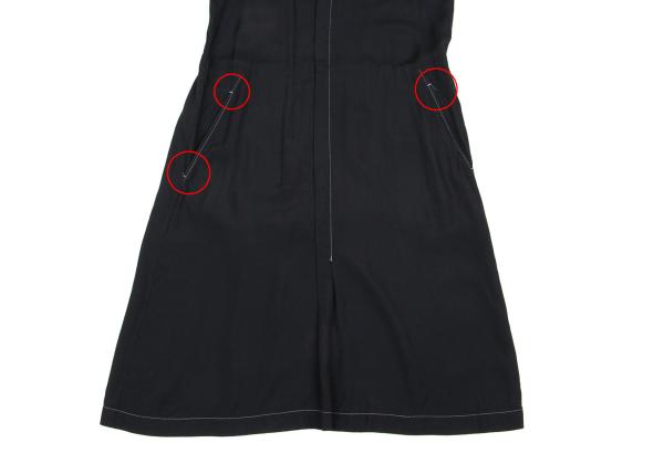 COMME des GARCONS Black Rayon White Stitch Midi Dress Size M