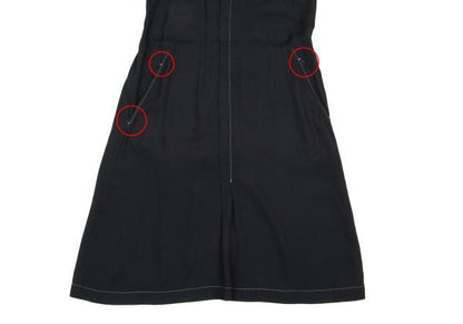 COMME des GARCONS Black Rayon White Stitch Midi Dress Size M