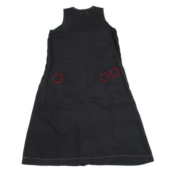 COMME des GARCONS Black Rayon White Stitch Midi Dress Size M