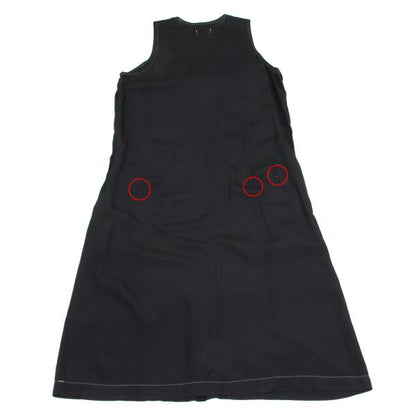 COMME des GARCONS Black Rayon White Stitch Midi Dress Size M