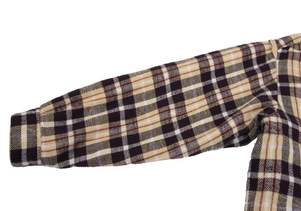 Papas Quilted Lined Hooded Flannel Shirt Beige/Purple Size L