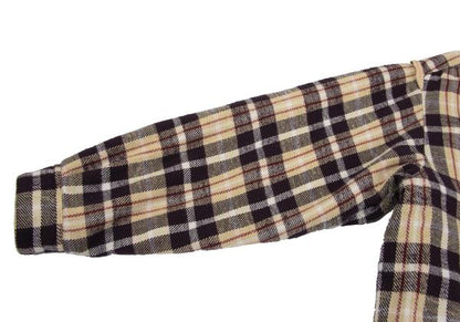 Papas Quilted Lined Hooded Flannel Shirt Beige/Purple Size L