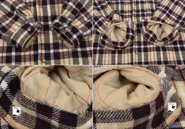 Papas Quilted Lined Hooded Flannel Shirt Beige/Purple Size L