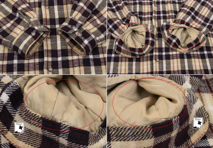 Papas Quilted Lined Hooded Flannel Shirt Beige/Purple Size L