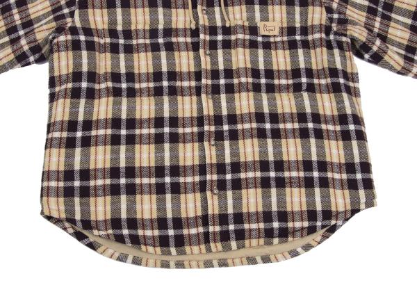 Papas Quilted Lined Hooded Flannel Shirt Beige/Purple Size L