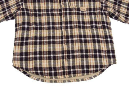 Papas Quilted Lined Hooded Flannel Shirt Beige/Purple Size L