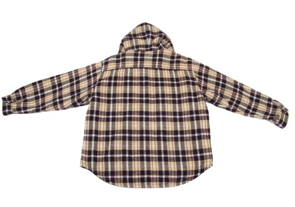 Papas Quilted Lined Hooded Flannel Shirt Beige/Purple Size L
