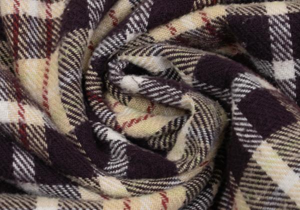 Papas Quilted Lined Hooded Flannel Shirt Beige/Purple Size L
