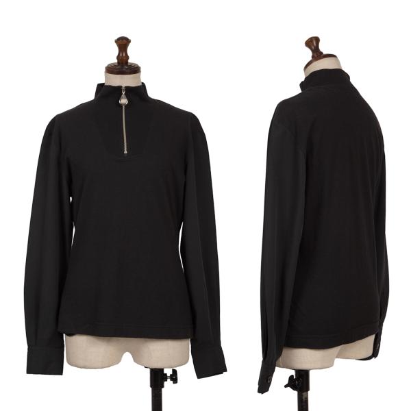 JUNIOR GAULTIER Half-Zip Mixed Sleeve L/S Tee Black Size 40
