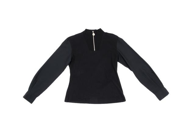 JUNIOR GAULTIER Half-Zip Mixed Sleeve L/S Tee Black Size 40