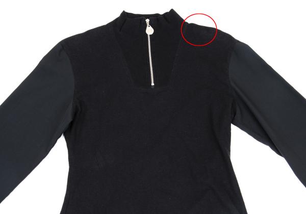 JUNIOR GAULTIER Half-Zip Mixed Sleeve L/S Tee Black Size 40