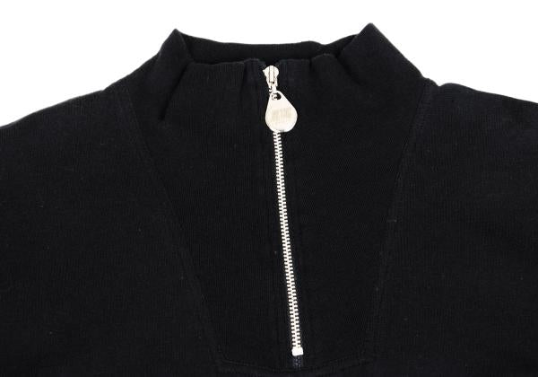 JUNIOR GAULTIER Half-Zip Mixed Sleeve L/S Tee Black Size 40