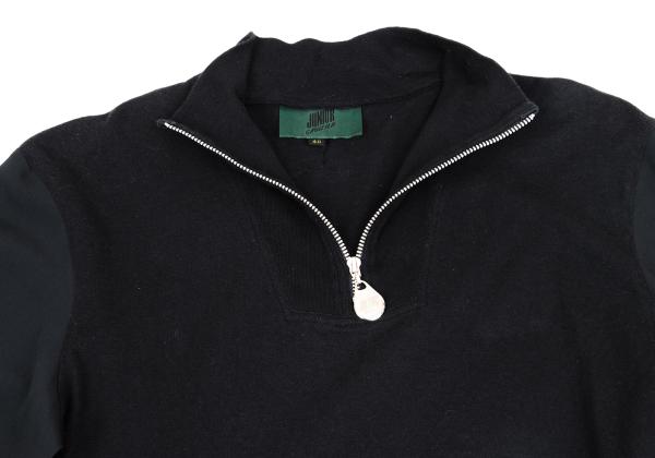 JUNIOR GAULTIER Half-Zip Mixed Sleeve L/S Tee Black Size 40