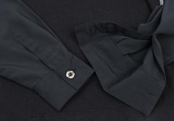 JUNIOR GAULTIER Half-Zip Mixed Sleeve L/S Tee Black Size 40