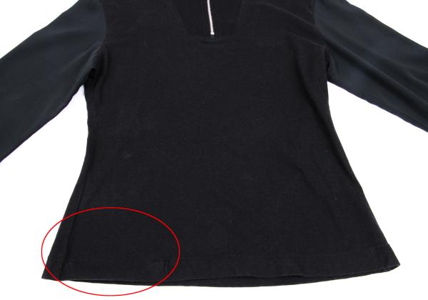 JUNIOR GAULTIER Half-Zip Mixed Sleeve L/S Tee Black Size 40