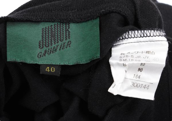 JUNIOR GAULTIER Half-Zip Mixed Sleeve L/S Tee Black Size 40