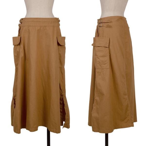 Y's Cotton Linen Side Belt Cargo Skirt Brown Size 2