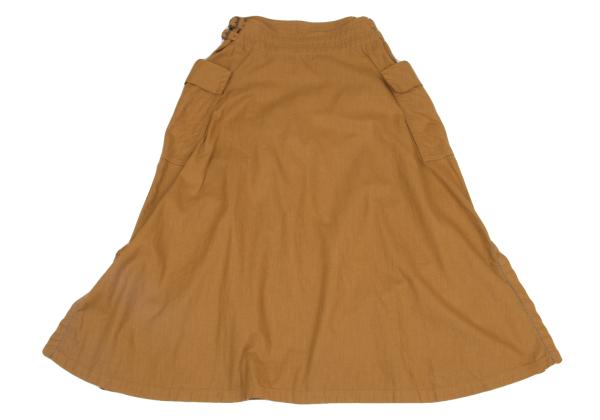 Y's Cotton Linen Side Belt Cargo Skirt Brown Size 2