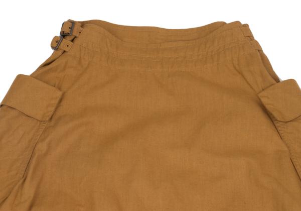 Y's Cotton Linen Side Belt Cargo Skirt Brown Size 2
