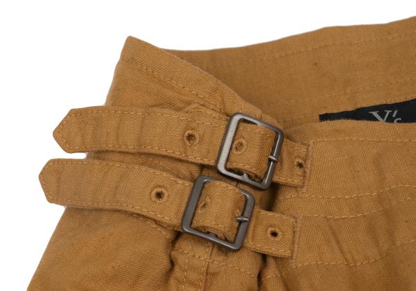 Y's Cotton Linen Side Belt Cargo Skirt Brown Size 2