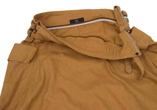 Y's Cotton Linen Side Belt Cargo Skirt Brown Size 2