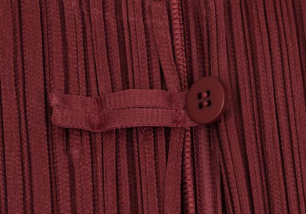 PLEATS PLEASE China Button Collarless Jacket Bordeaux Size 3