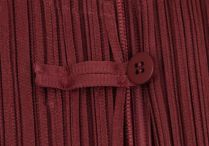 PLEATS PLEASE China Button Collarless Jacket Bordeaux Size 3