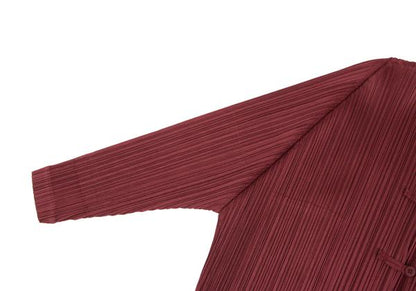 PLEATS PLEASE China Button Collarless Jacket Bordeaux Size 3