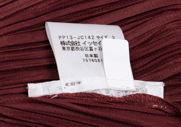 PLEATS PLEASE China Button Collarless Jacket Bordeaux Size 3