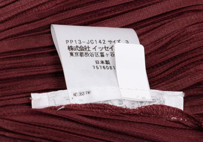 PLEATS PLEASE China Button Collarless Jacket Bordeaux Size 3