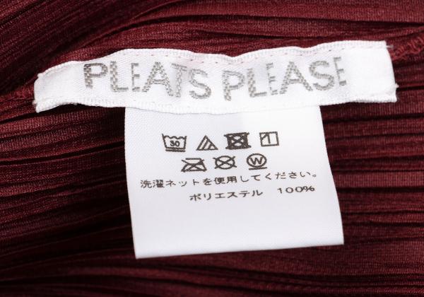 PLEATS PLEASE China Button Collarless Jacket Bordeaux Size 3