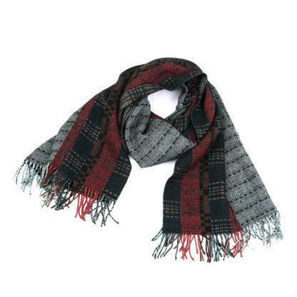 KENZO Multi Check Large Wool Green Multi Muffler