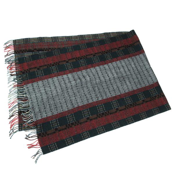 KENZO Multi Check Large Wool Green Multi Muffler