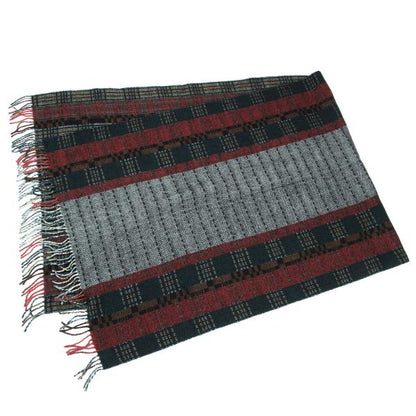 KENZO Multi Check Large Wool Green Multi Muffler
