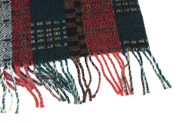 KENZO Multi Check Large Wool Green Multi Muffler
