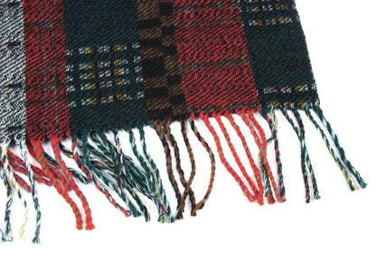 KENZO Multi Check Large Wool Green Multi Muffler