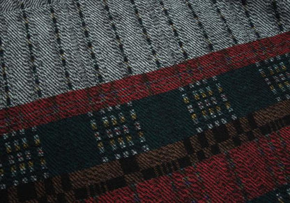 KENZO Multi Check Large Wool Green Multi Muffler