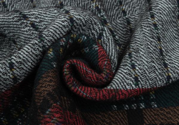 KENZO Multi Check Large Wool Green Multi Muffler