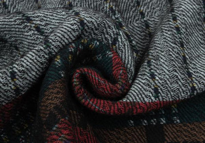 KENZO Multi Check Large Wool Green Multi Muffler