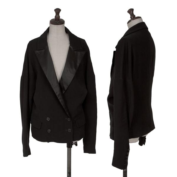 VIKTOR&ROLF Silk Collar Double-Breasted Jacket Black Size 38